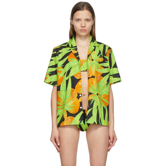Louisa Ballou Large Weekend Short Sleeve Shirt -  Black & Green - XS - Picture 1 of 4